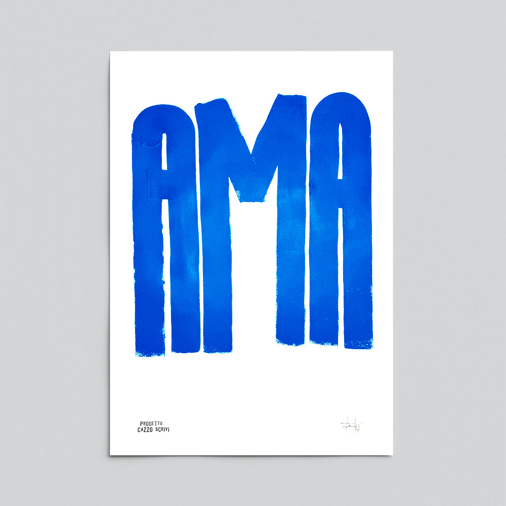 Poster Ama in Blu Handmade by Teti