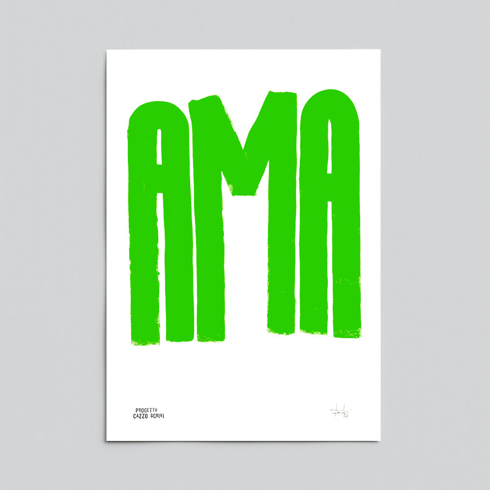 Poster Ama in Verde Handmade by Teti