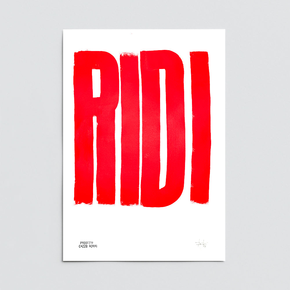 Poster Ridi in Rosso Handmade by Teti