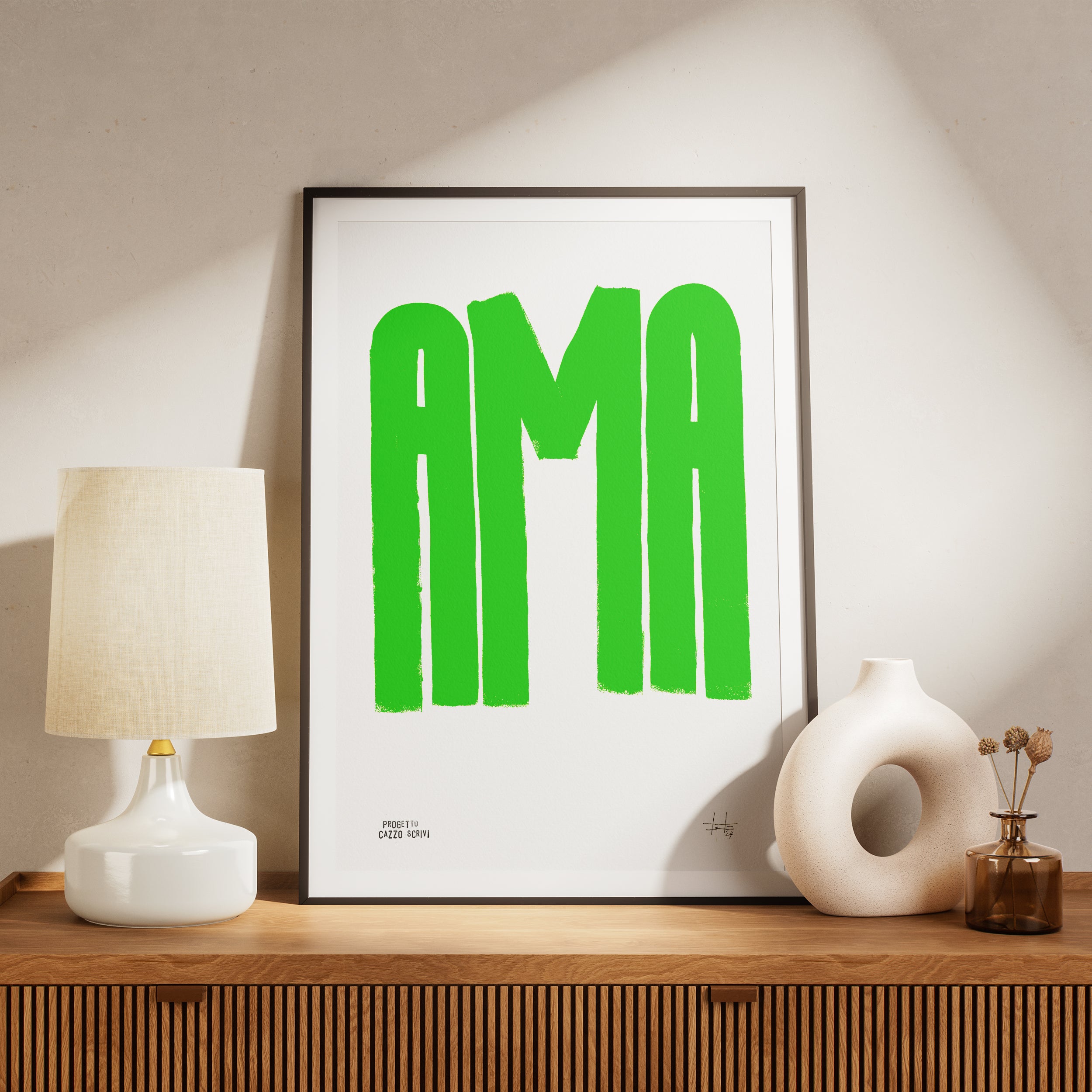 Poster Ama in Verde Handmade by Teti